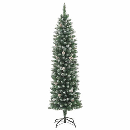 Künstlicher schlanker Weihnachtsbaum Grün und Weiß 210 cm