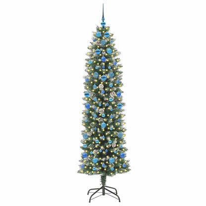 Künstlicher schlanker Weihnachtsbaum Grün und Weiß 210 cm