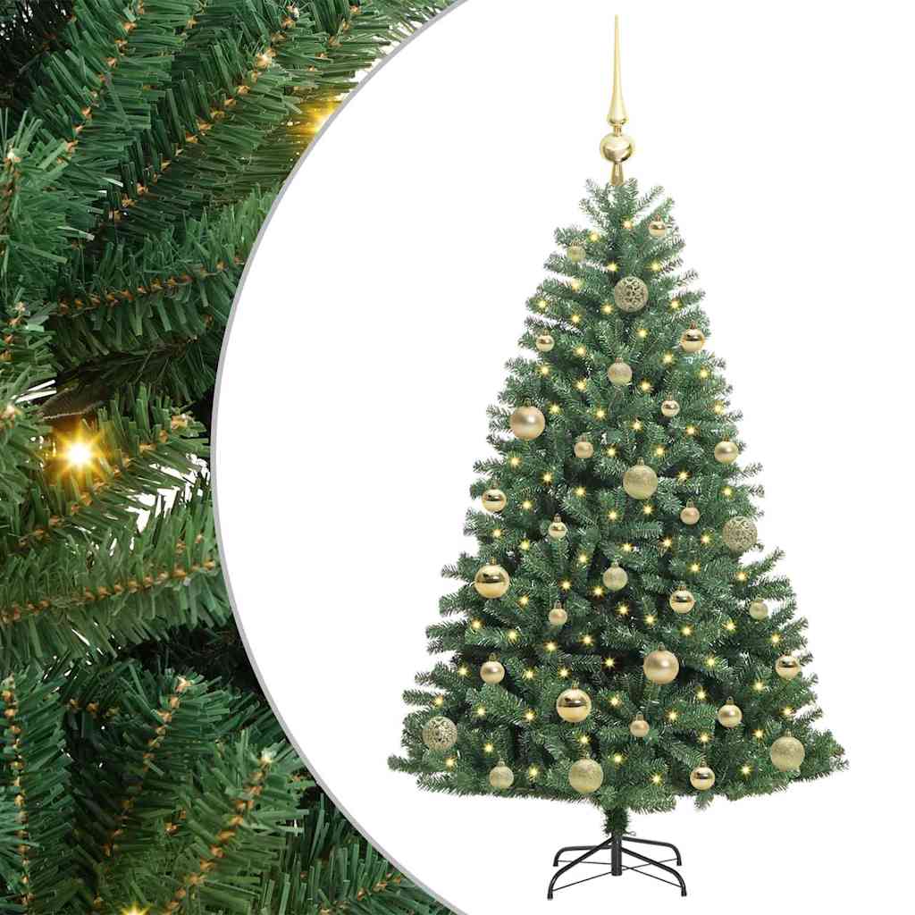 Künstlicher klappbarer Weihnachtsbaum mit 150 LEDs Grün 120 cm