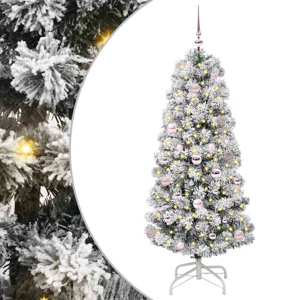 Künstlicher klappbarer Weihnachtsbaum Grün und Weiß 150 cm