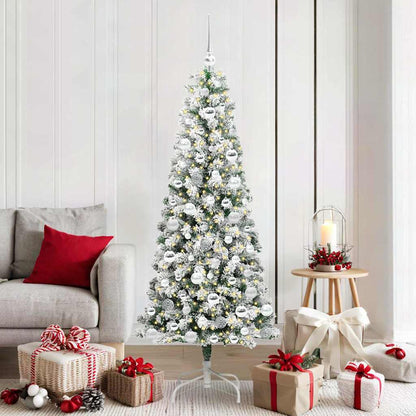 Künstlicher klappbarer Weihnachtsbaum Grün und Weiß 180 cm