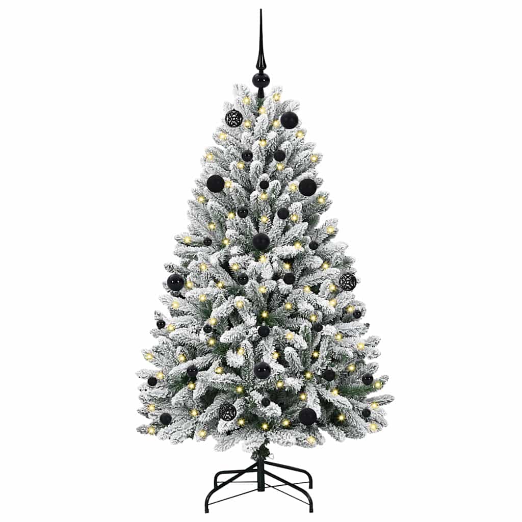 Künstlicher Weihnachtsbaum Grün und Weiß 150 cm PVC und Metall