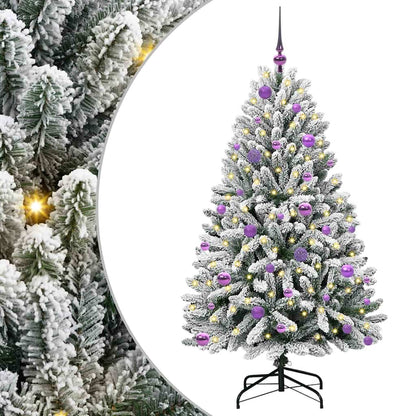 Künstlicher Weihnachtsbaum Grün und Weiß 150 cm PVC und Metall