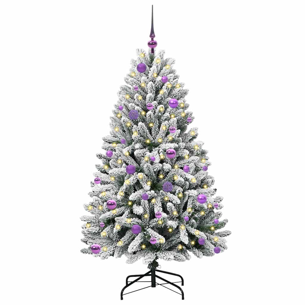 Künstlicher Weihnachtsbaum Grün und Weiß 150 cm PVC und Metall