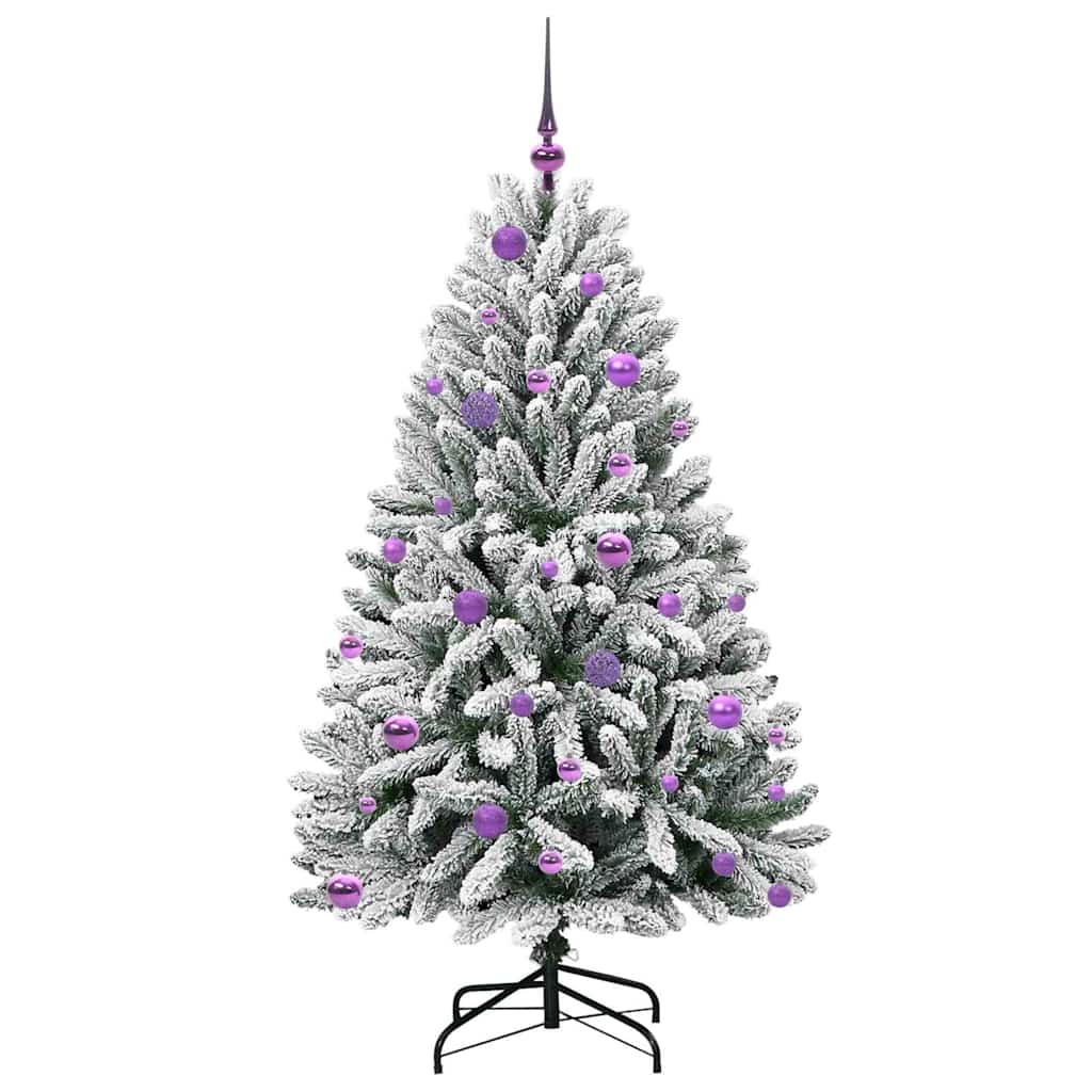 Künstlicher Weihnachtsbaum Grün und Weiß 150 cm PVC und Metall