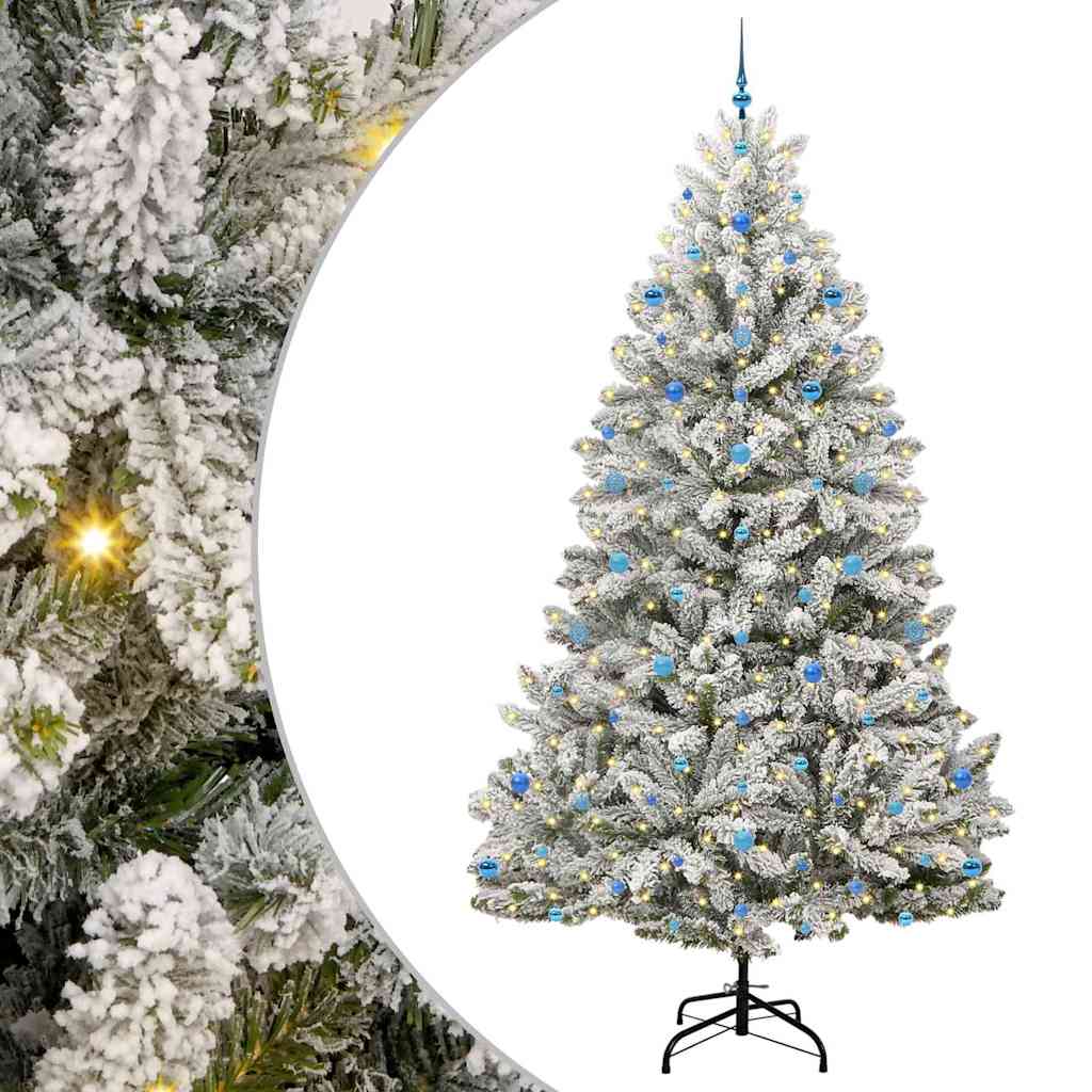 Künstlicher Weihnachtsbaum Grün und Weiß 270 cm PVC und Metall