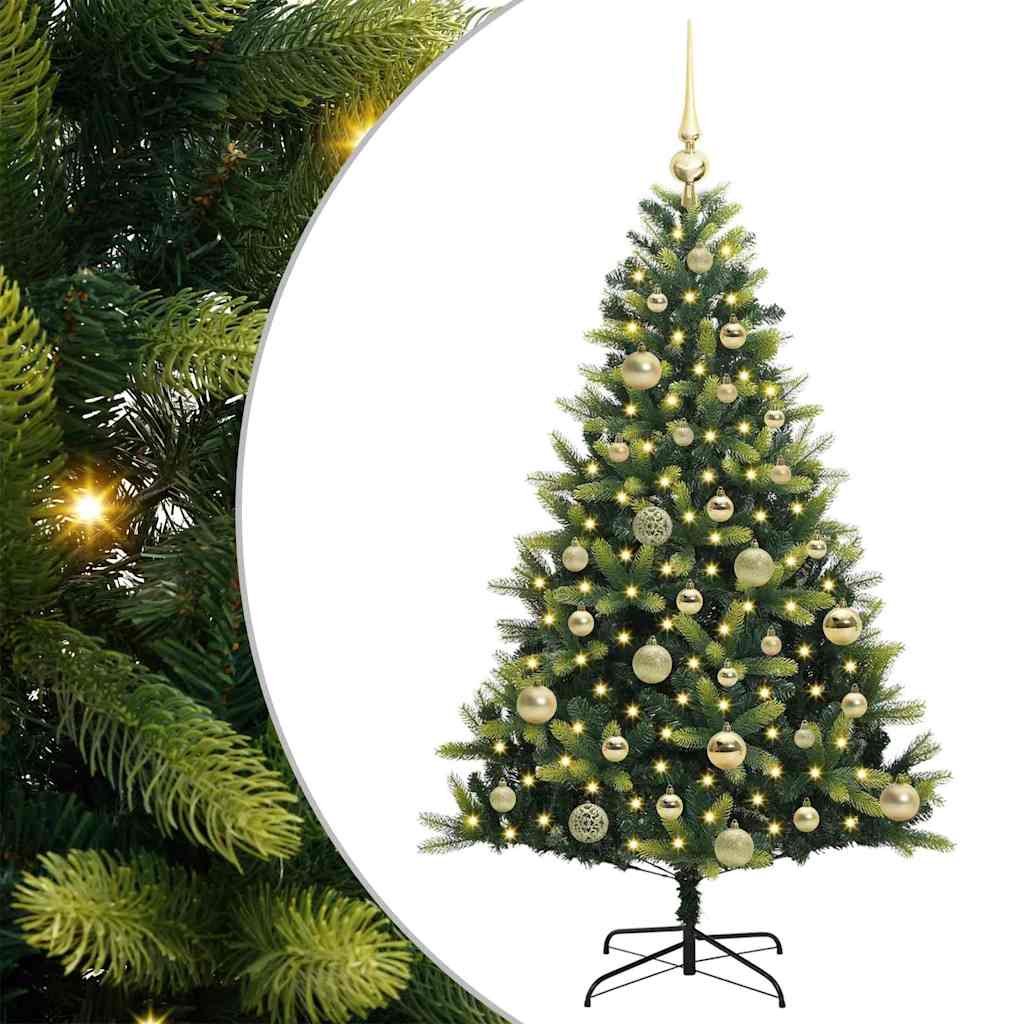 Künstlicher geflammter Weihnachtsbaum 150 LEDs Grün 120 cm