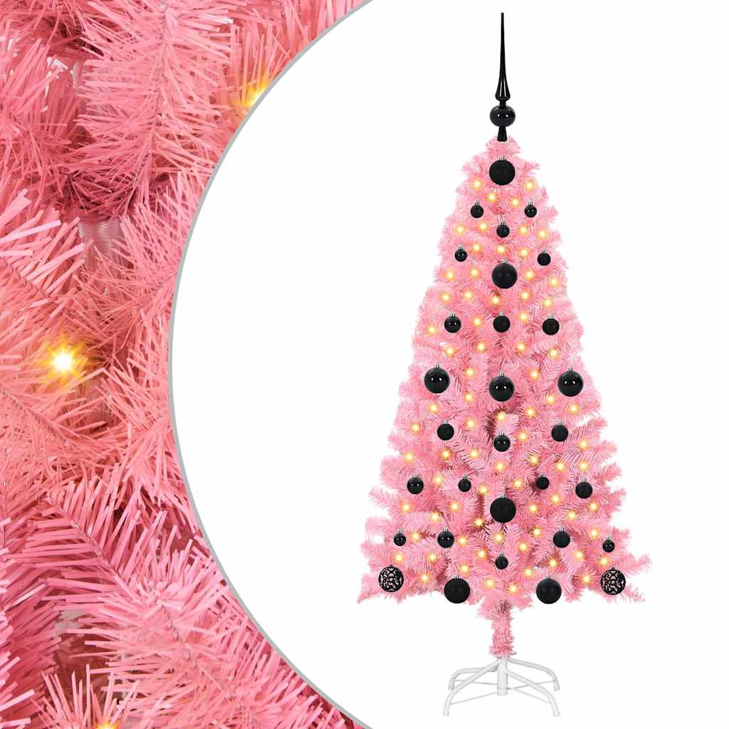 Weihnachtsbaum mit 150 LEDs mit Ständer Rosa 120 cm PVC