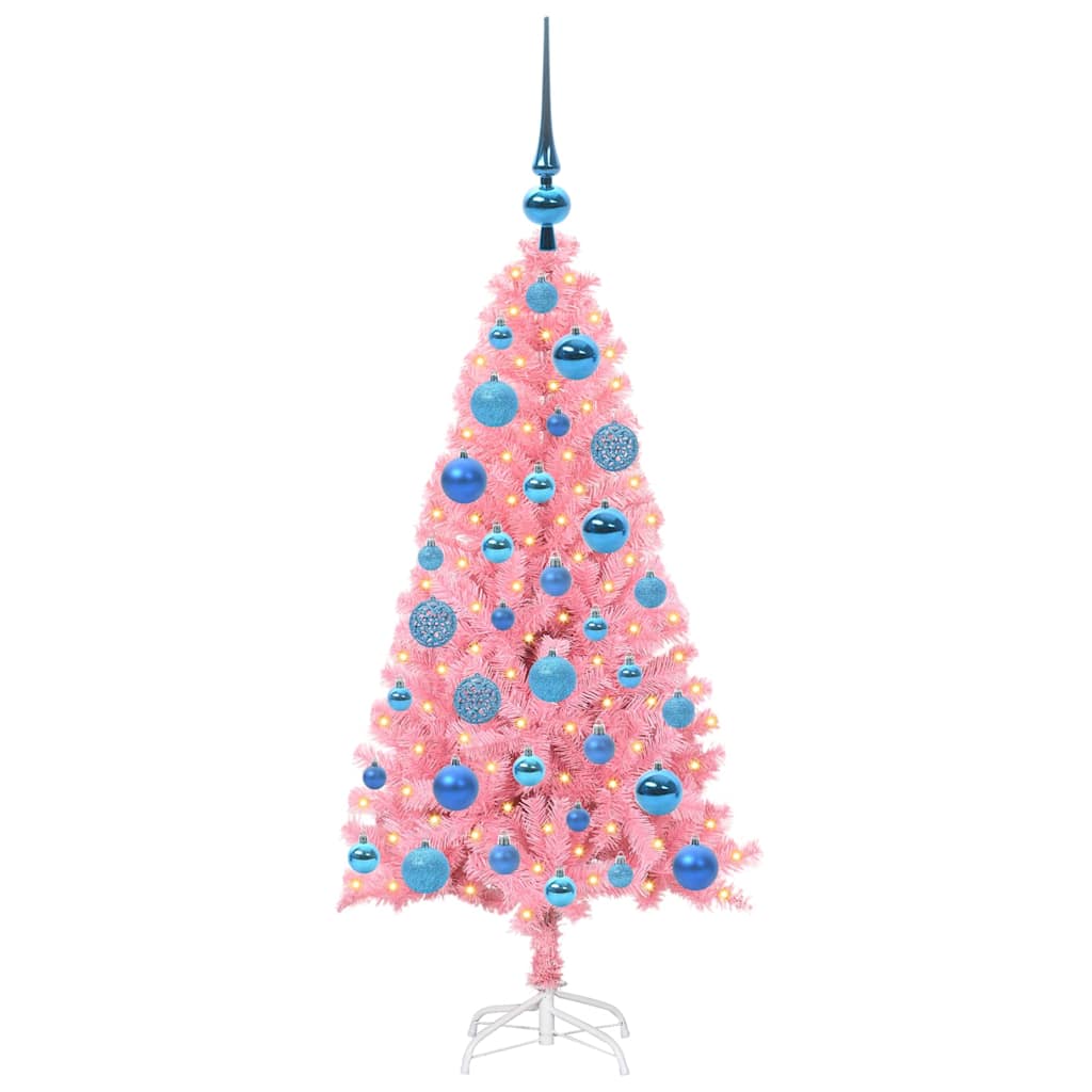 Weihnachtsbaum mit 150 LEDs mit Ständer Rosa 120 cm PVC