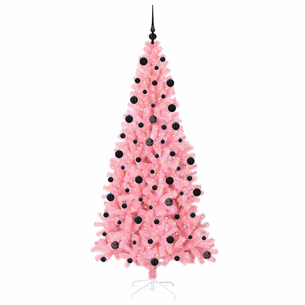 Weihnachtsbaum mit 300 LEDs mit Ständer Rosa 210 cm PVC