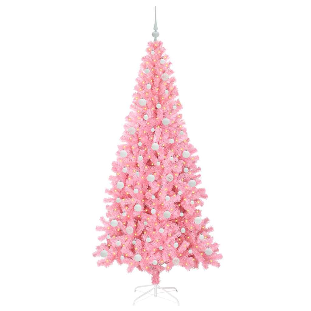 Weihnachtsbaum mit 300 LEDs mit Ständer Rosa 210 cm PVC