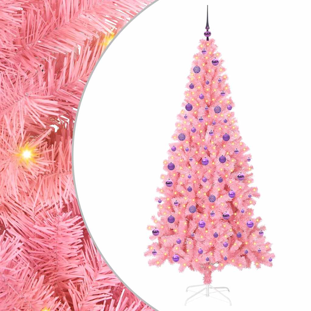 Weihnachtsbaum mit 300 LEDs mit Ständer Rosa 210 cm PVC