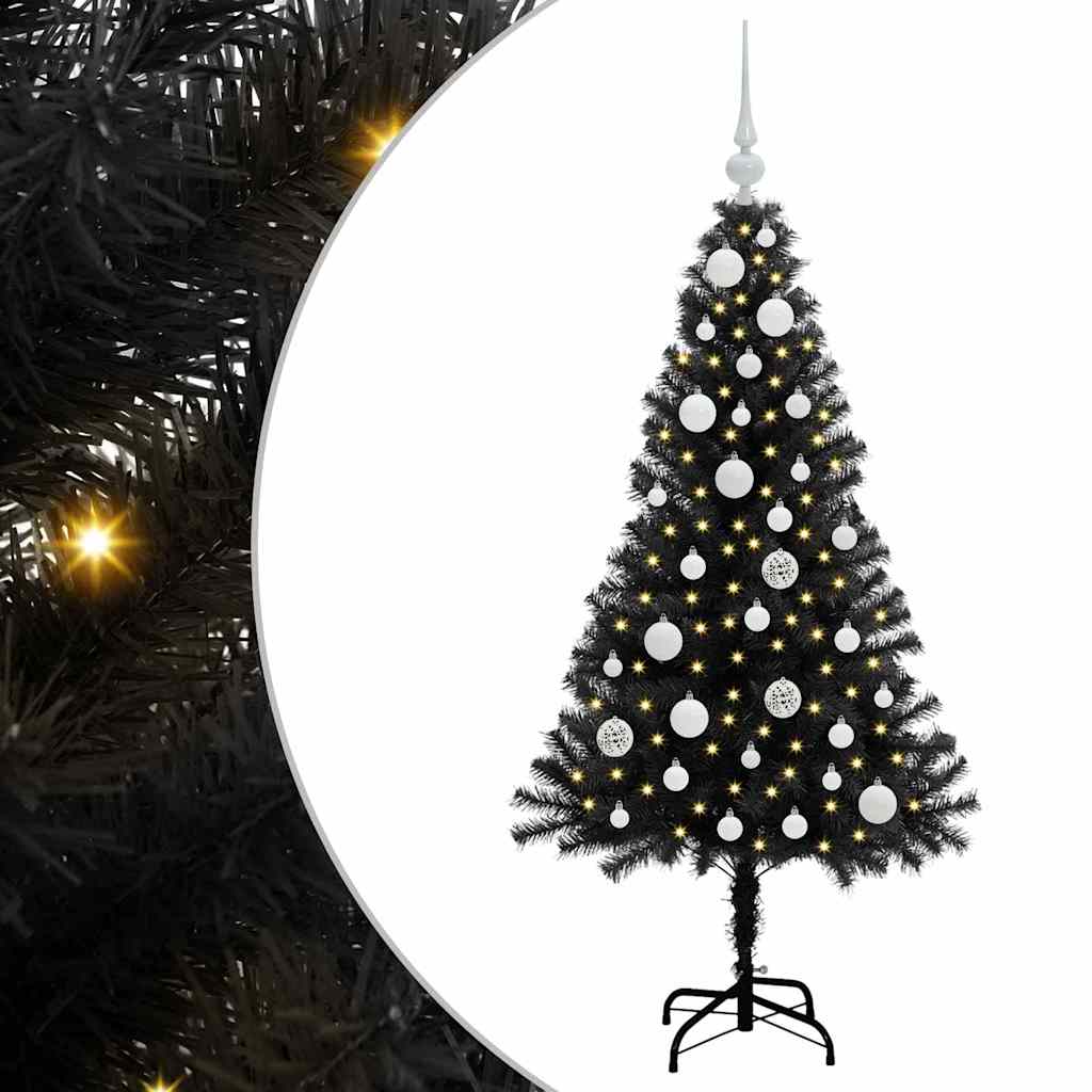 Weihnachtsbaum mit 150 LEDs mit Ständer Schwarz 120 cm PVC