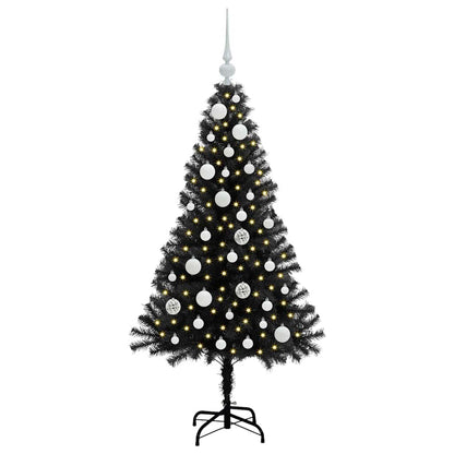 Weihnachtsbaum mit 150 LEDs mit Ständer Schwarz 120 cm PVC