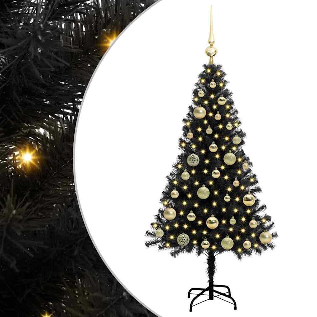 Weihnachtsbaum mit 150 LEDs mit Ständer Schwarz 120 cm PVC