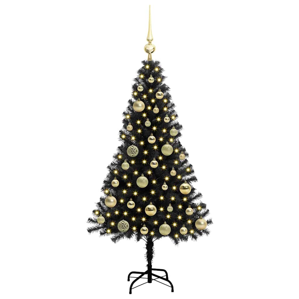 Weihnachtsbaum mit 150 LEDs mit Ständer Schwarz 120 cm PVC
