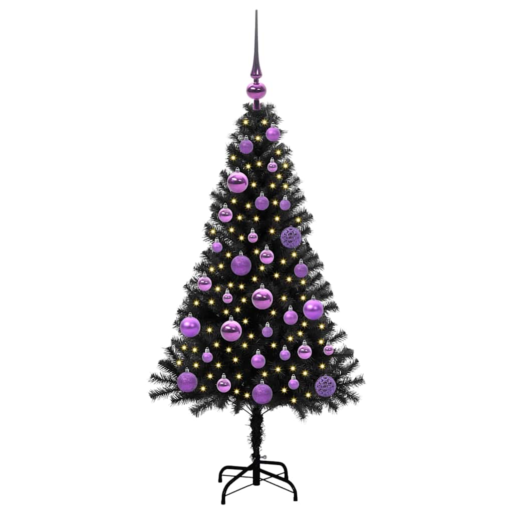 Weihnachtsbaum mit 150 LEDs mit Ständer Schwarz 120 cm PVC