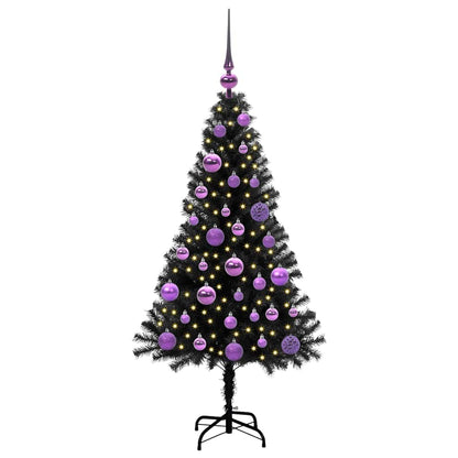 Weihnachtsbaum mit 150 LEDs mit Ständer Schwarz 120 cm PVC