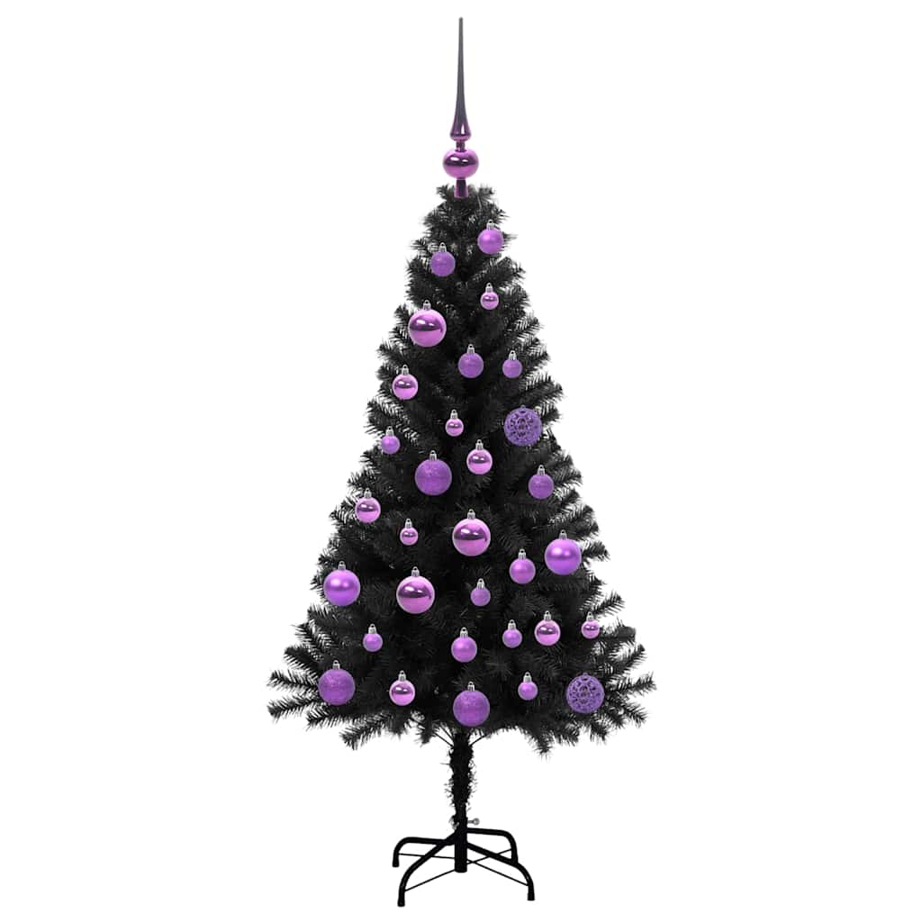 Weihnachtsbaum mit 150 LEDs mit Ständer Schwarz 120 cm PVC
