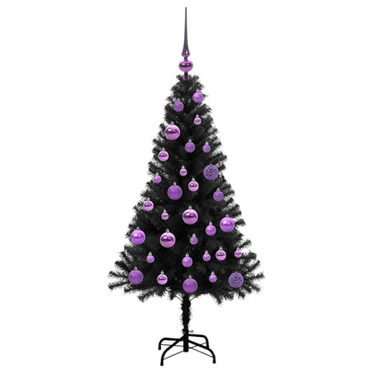 Weihnachtsbaum mit 150 LEDs mit Ständer Schwarz 120 cm PVC