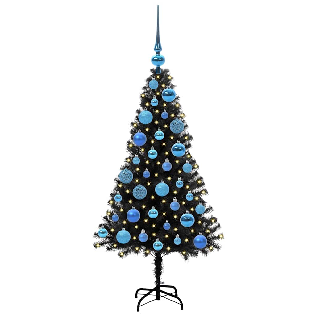 Weihnachtsbaum mit 150 LEDs mit Ständer Schwarz 120 cm PVC