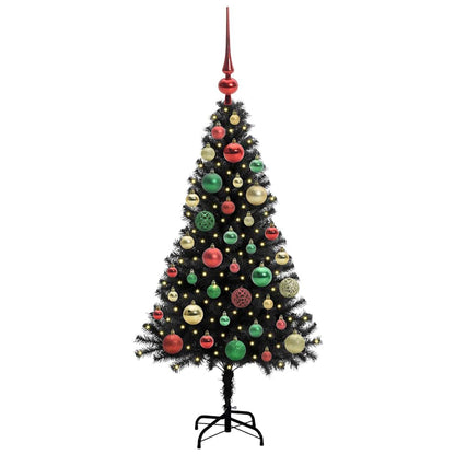Weihnachtsbaum mit 150 LEDs mit Ständer Schwarz 120 cm PVC