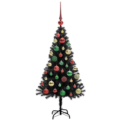 Weihnachtsbaum mit 150 LEDs mit Ständer Schwarz 120 cm PVC
