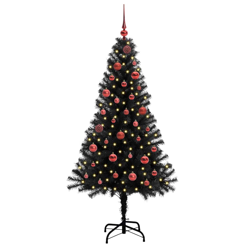 Weihnachtsbaum mit 150 LEDs mit Ständer Schwarz 150 cm PVC