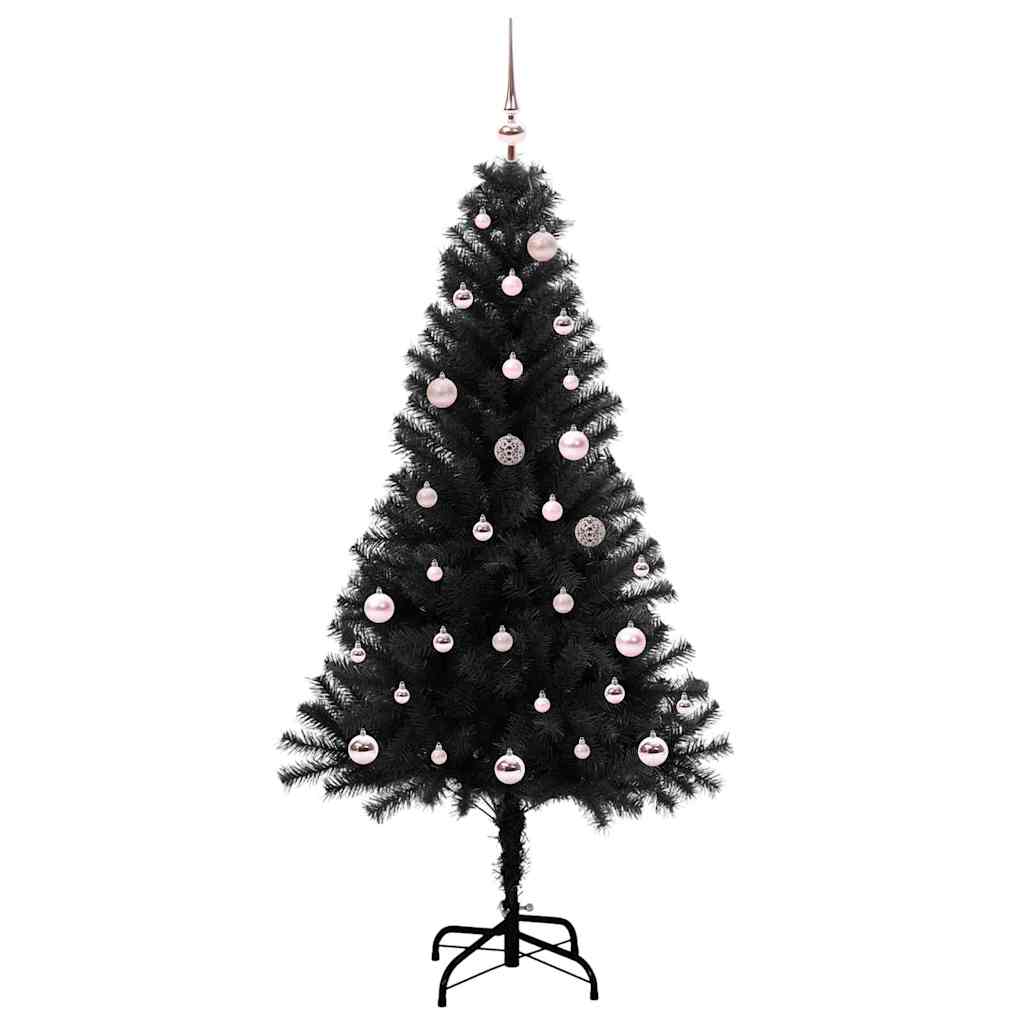 Weihnachtsbaum mit 150 LEDs mit Ständer Schwarz 150 cm PVC