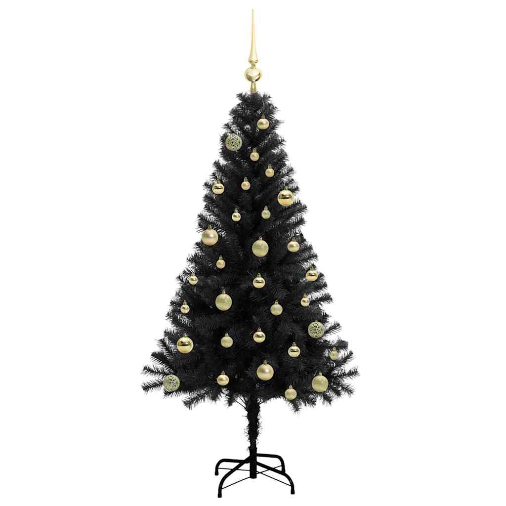 Weihnachtsbaum mit 150 LEDs mit Ständer Schwarz 150 cm PVC