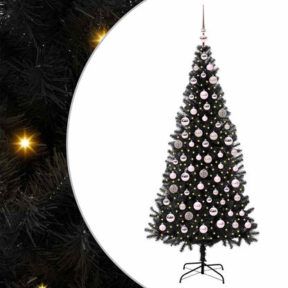 Weihnachtsbaum mit 300 LEDs mit Ständer Schwarz 180 cm PVC