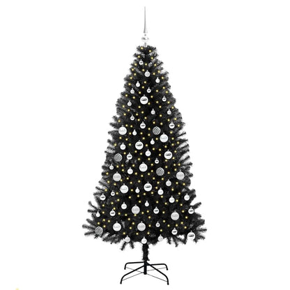 Weihnachtsbaum mit 300 LEDs mit Ständer Schwarz 180 cm PVC