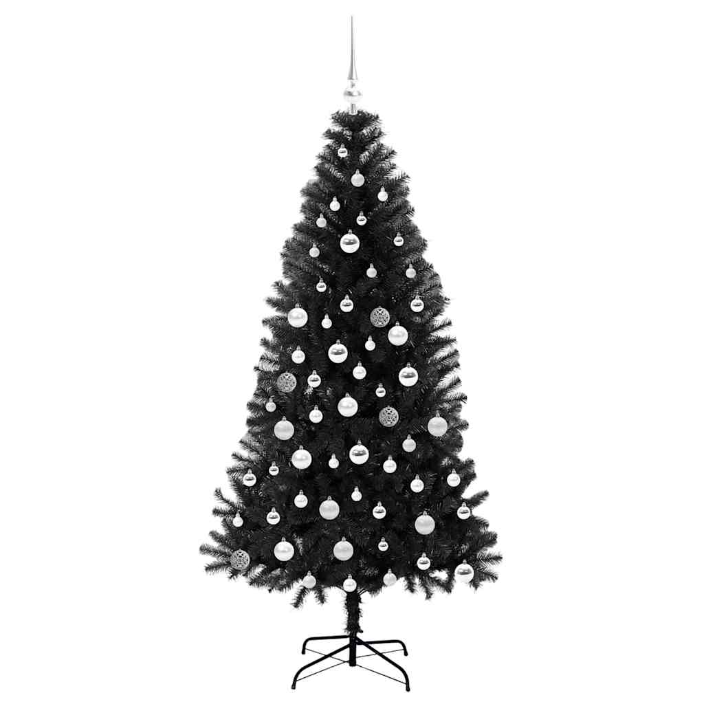 Weihnachtsbaum mit 300 LEDs mit Ständer Schwarz 180 cm PVC