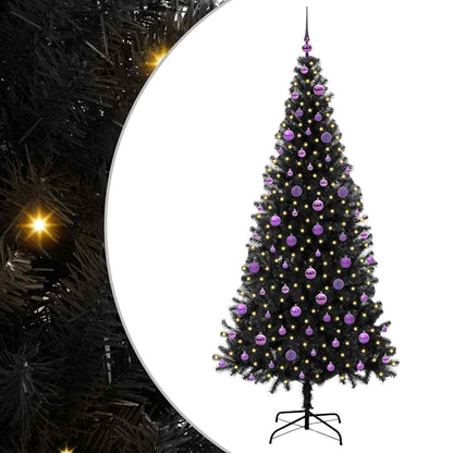 Weihnachtsbaum mit 300 LEDs mit Ständer Schwarz 210 cm PVC