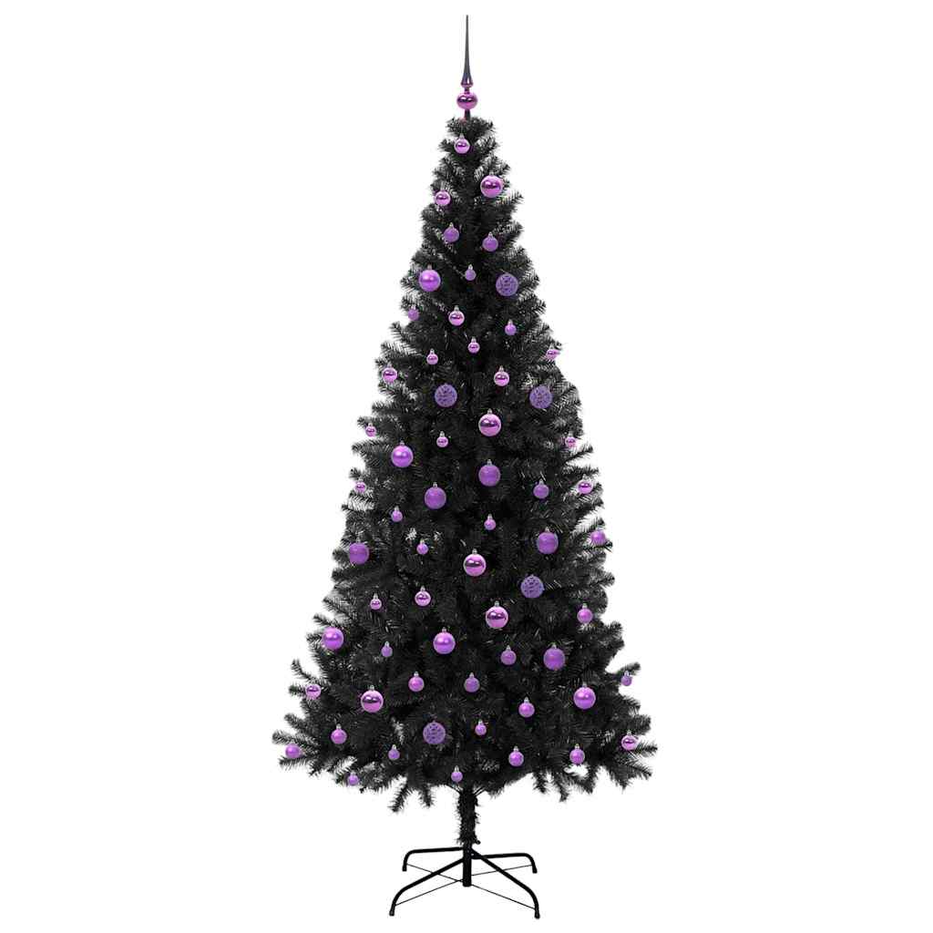 Weihnachtsbaum mit 300 LEDs mit Ständer Schwarz 210 cm PVC