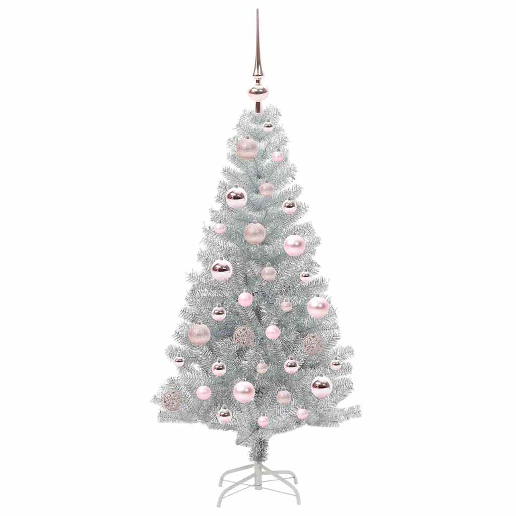 Weihnachtsbaum mit 150 LEDs mit Ständer Silber 120 cm PET