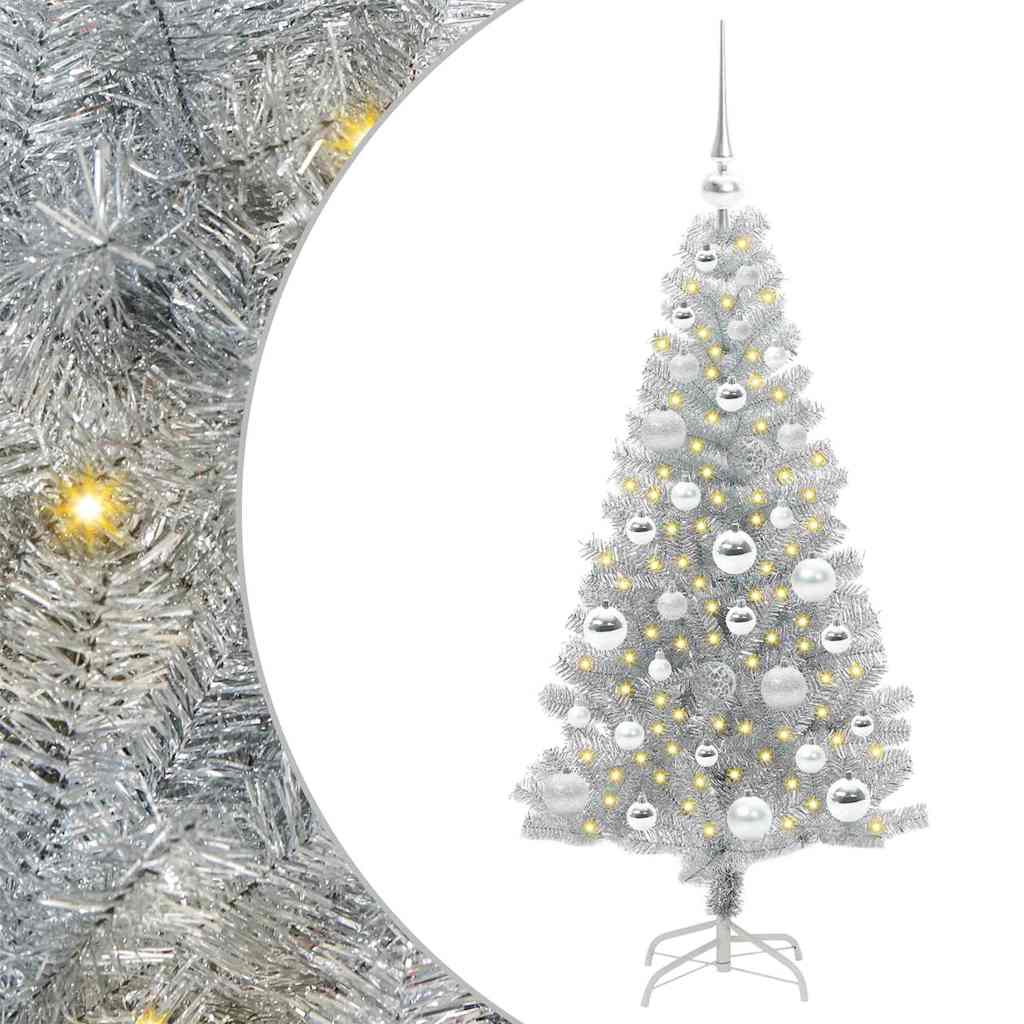 Weihnachtsbaum mit 150 LEDs mit Ständer Silber 120 cm PET