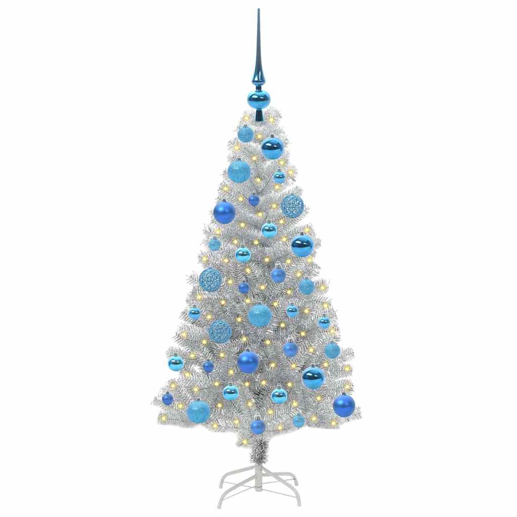 Weihnachtsbaum mit 150 LEDs mit Ständer Silber 120 cm PET