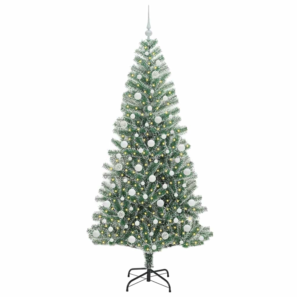 Künstlicher Weihnachtsbaum beschneit mit LED Licht 210 cm