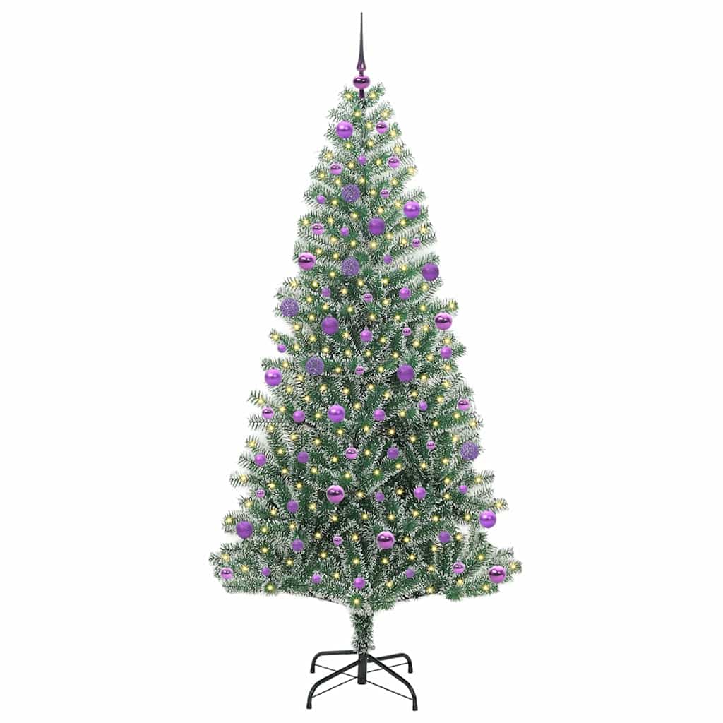 Künstlicher Weihnachtsbaum beschneit mit LED Licht 210 cm