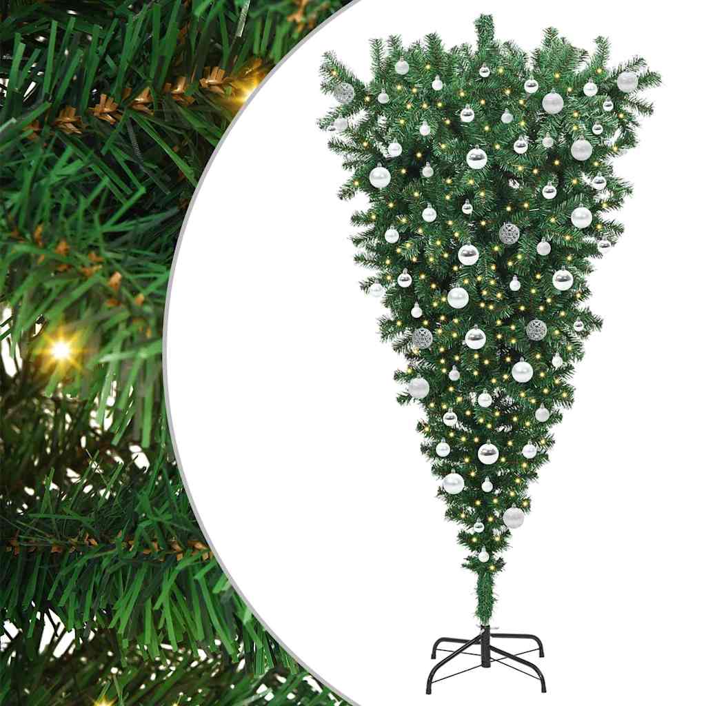Umgedrehter Kunst Weihnachtsbaum mit Kugelset Grün 180 cm PVC