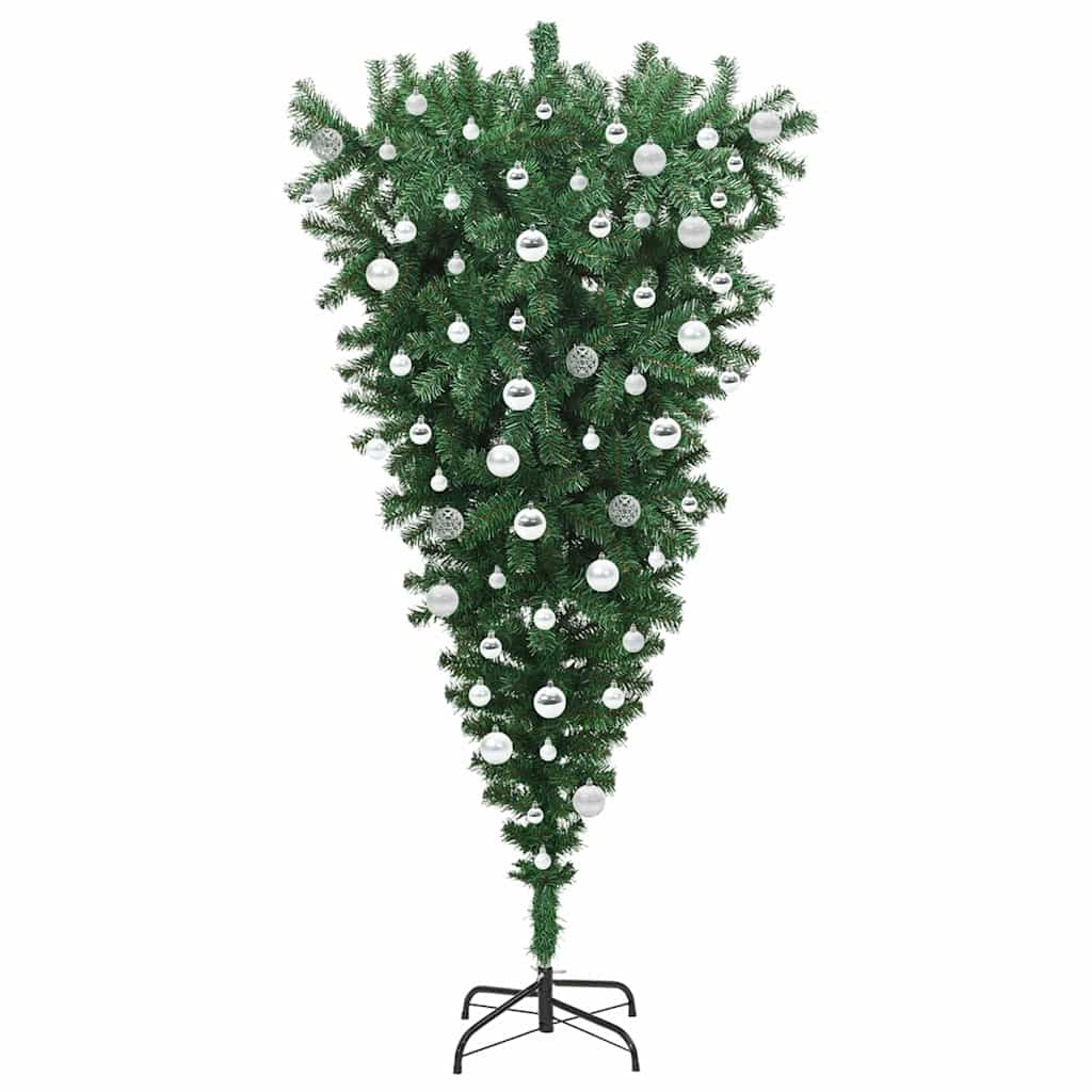 Umgedrehter Kunst Weihnachtsbaum mit Kugelset Grün 180 cm PVC