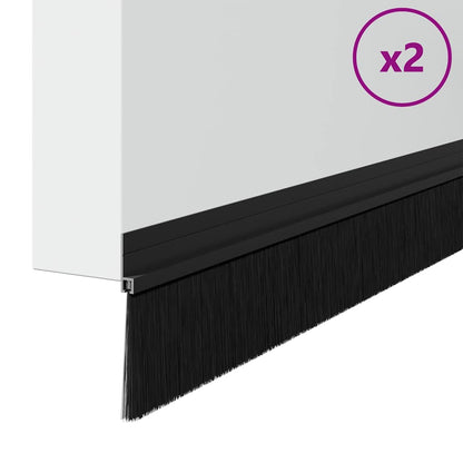 Selbstklebende Türbürstendichtungen 2 pcs Schwarz 100 cm