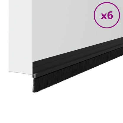 Selbstklebende Türbürstendichtungen 6 pcs Schwarz 100 cm