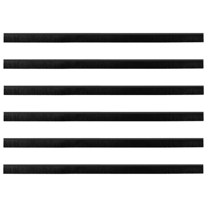 Selbstklebende Türbürstendichtungen 6 pcs Schwarz 100 cm