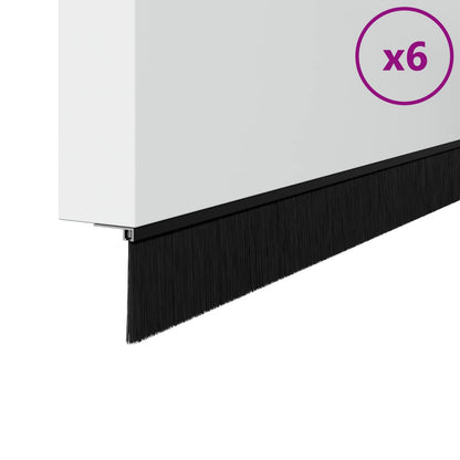 Selbstklebende Türbürstendichtungen 6 pcs Schwarz 100 cm