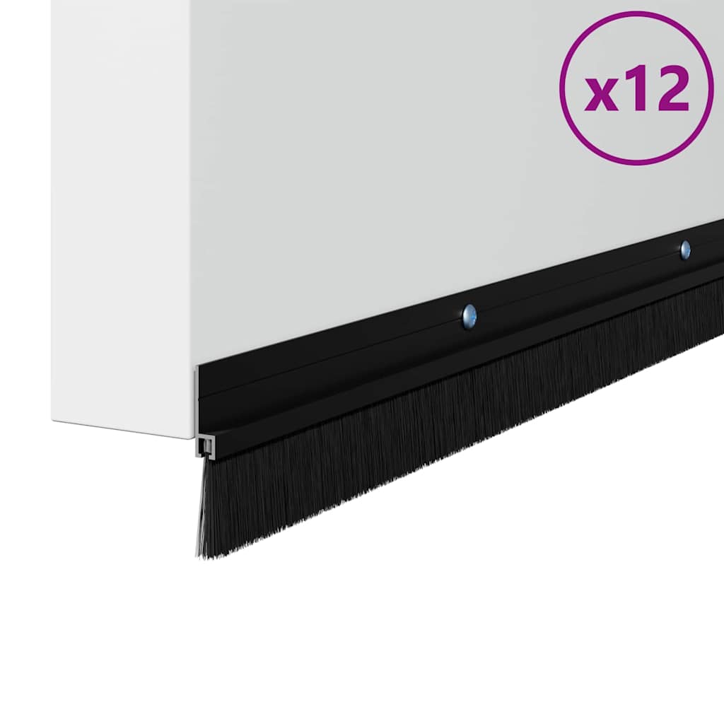 Aufsteck Türbürstendichtungen 12 pcs Schwarz 100 cm