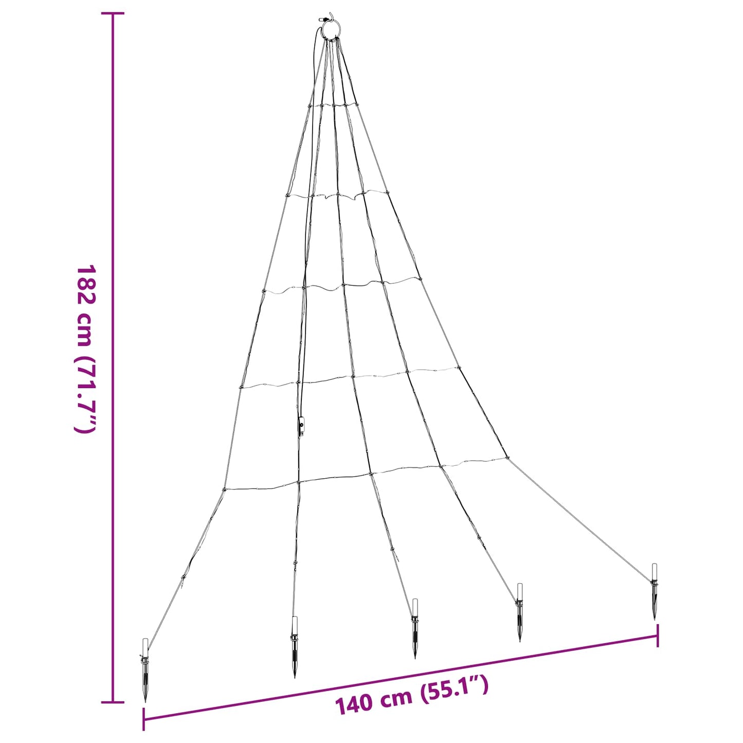 LED Weihnachtsbaum mit Erdspießen Blau 182 cm Metall