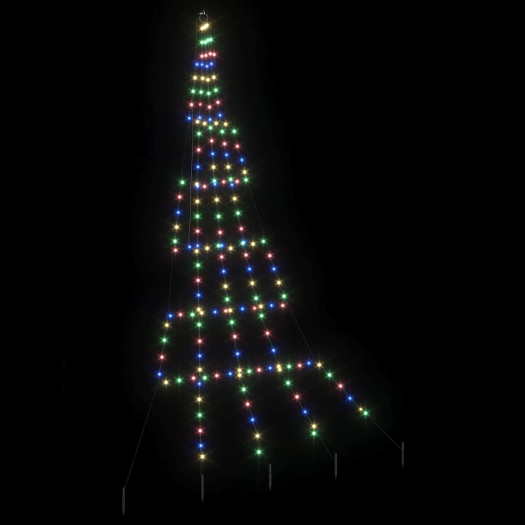 LED Weihnachtsbaum mit Erdspießen Mehrfarbig 306 cm Metall