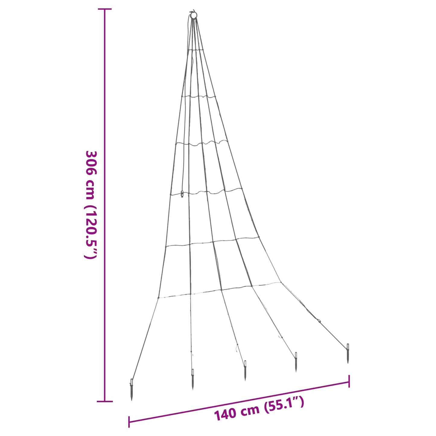 LED Weihnachtsbaum mit Erdspießen Mehrfarbig 306 cm Metall